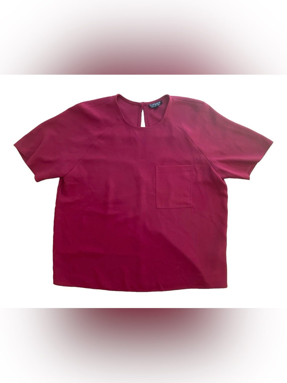 Topshop Wine Short Sleeve Pocket Top